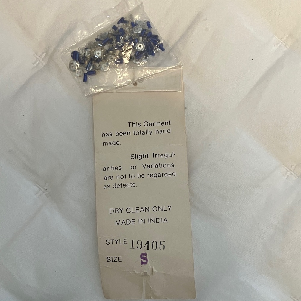 NWT women’s VINTAGE Small Lawrence Kazar beaded dress blue - Picture 11 of 11